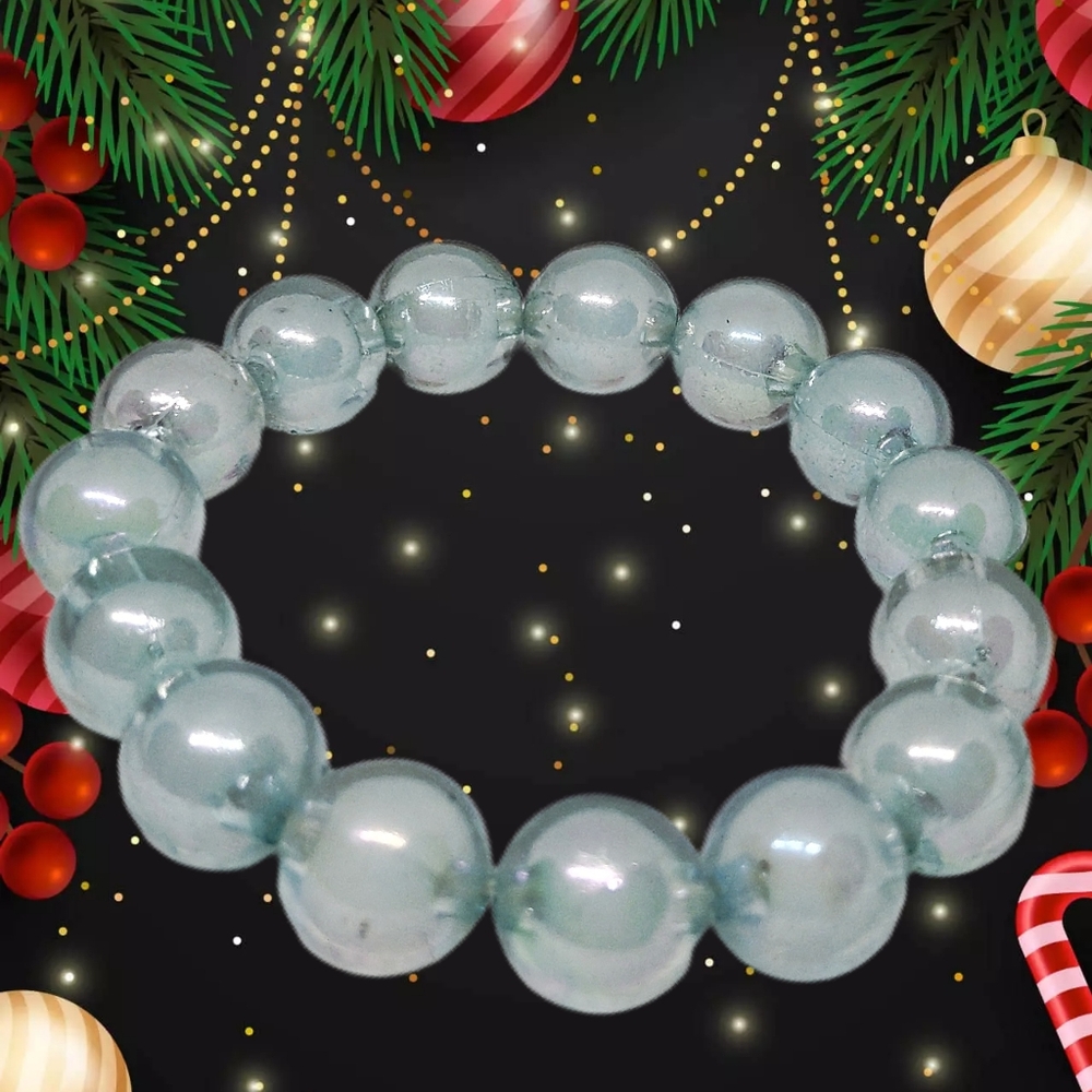 Light Blue Beads Stretchy Bracelet